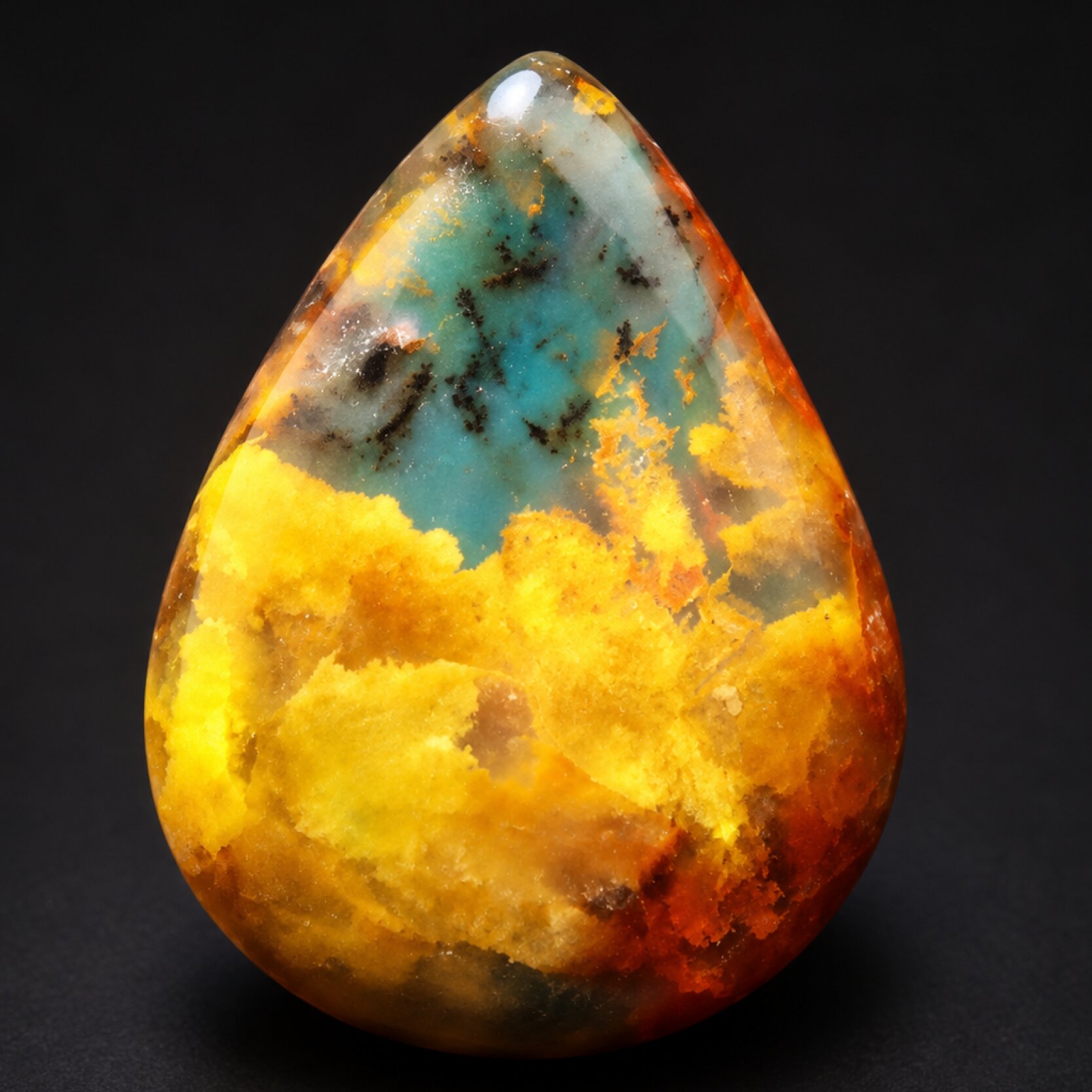 Pure natural deep blue polished Dominican amber