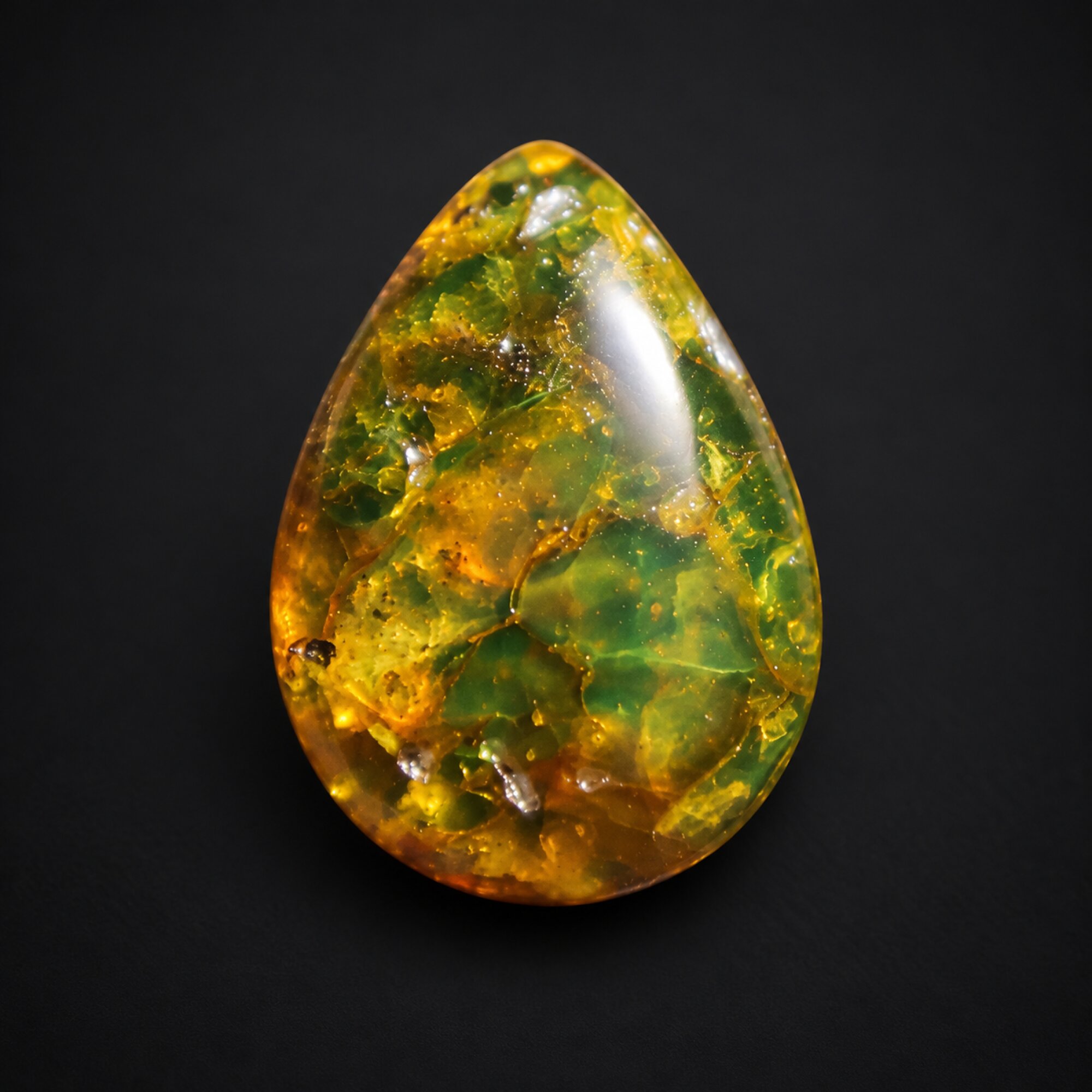 Natural orange green polished Dominican amber – photo 3