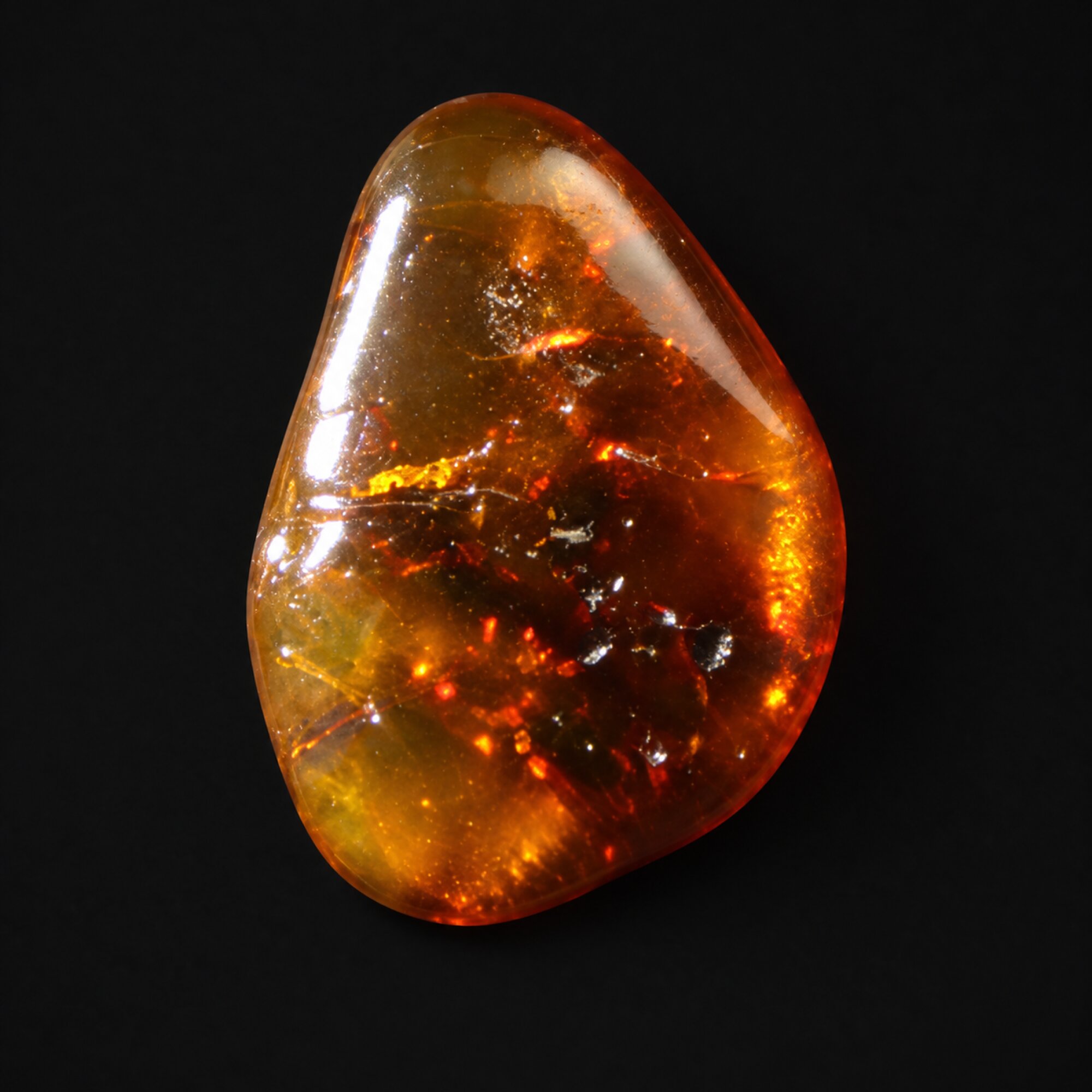 Natural yellow red polished Dominican amber