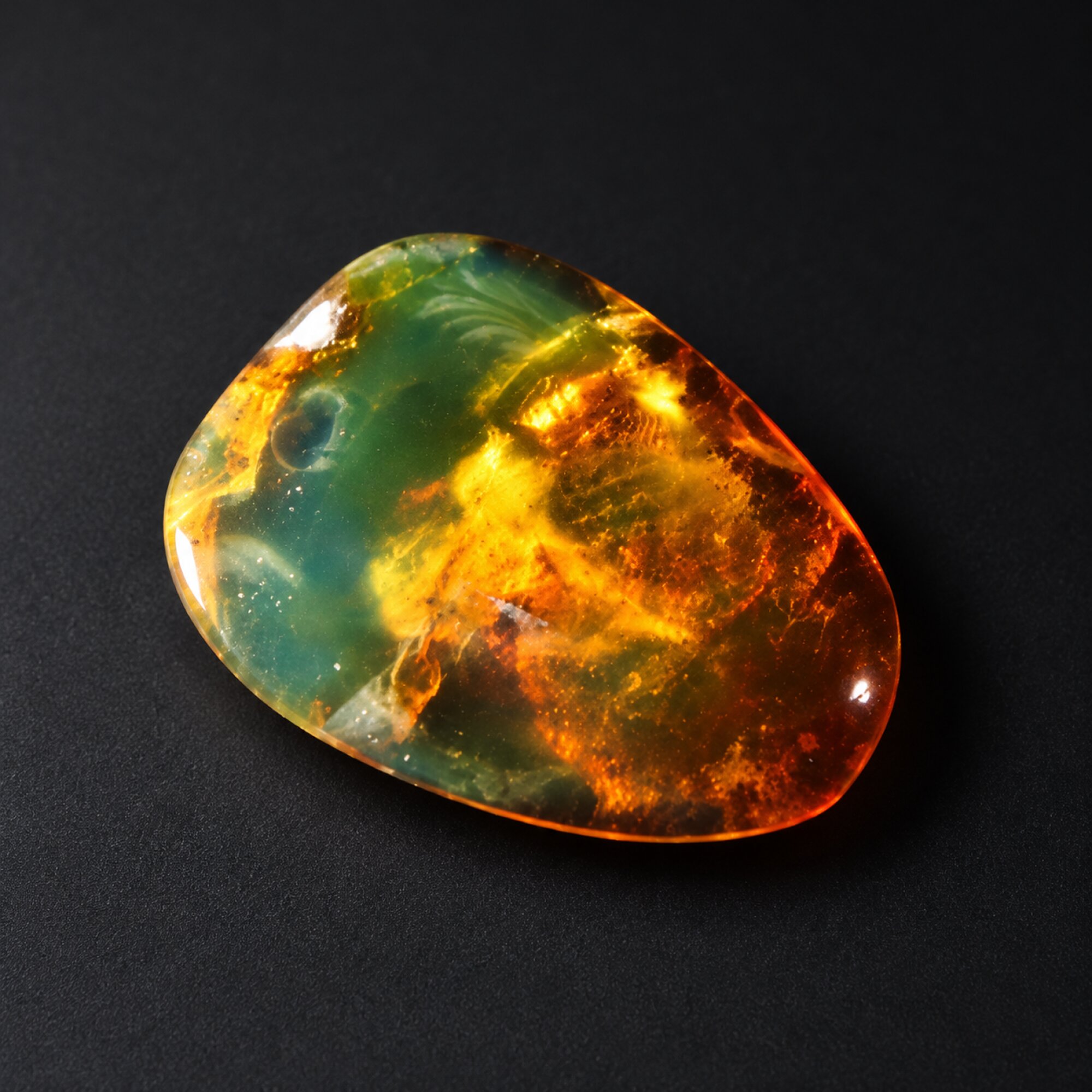Genuine orange green Dominican amber cabochon – photo 6