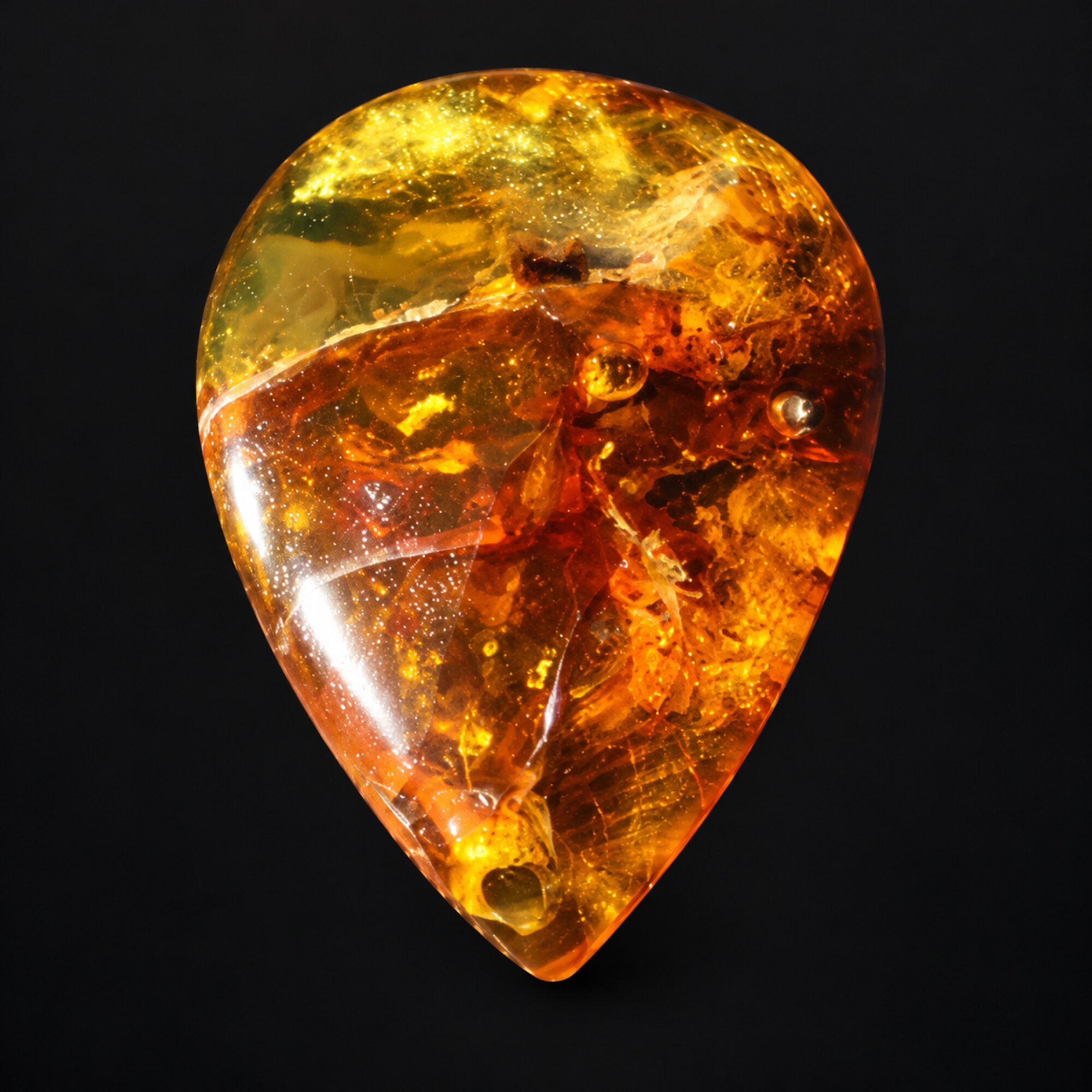 Natural yellow brown Dominican amber cabochon