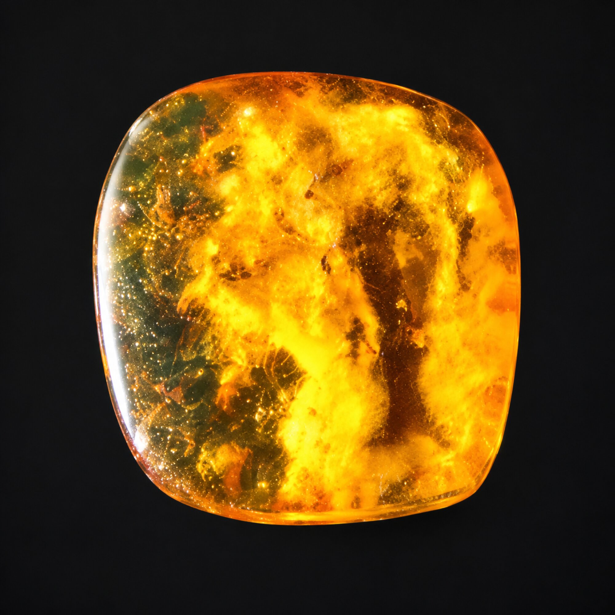 Nature created orange yellow Dominican amber cabochon – photo 3