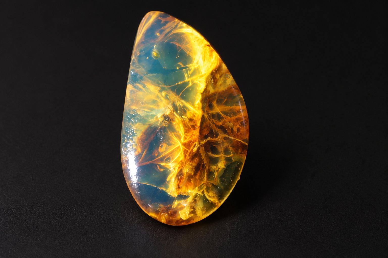 Authentic deep blue Dominican amber cabochon – photo 4