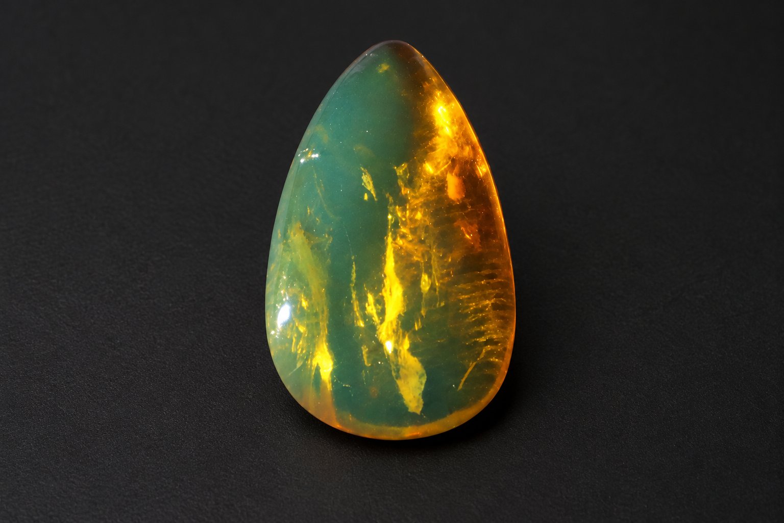 Genuine orange green polished Dominican amber