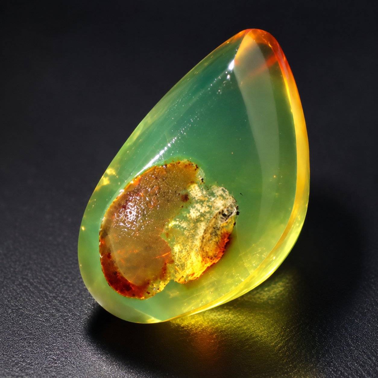 Real orange green polished Dominican amber 31mm – photo 5