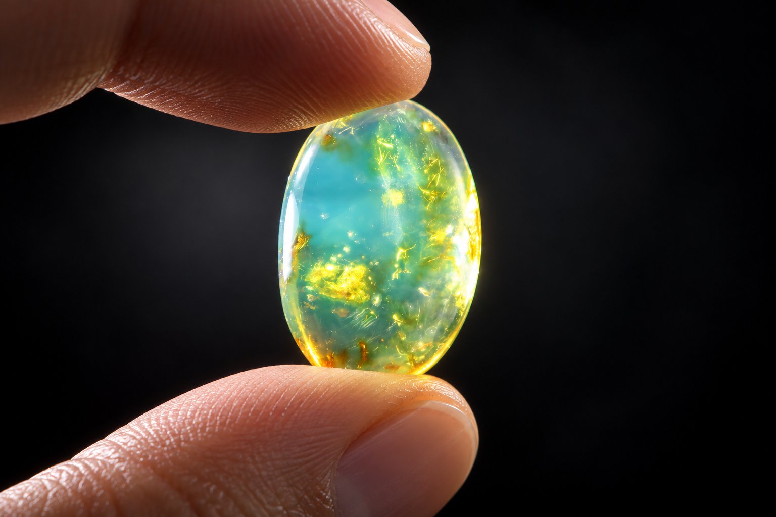Earth mined olive green polished Dominican amber 28mm – photo 8