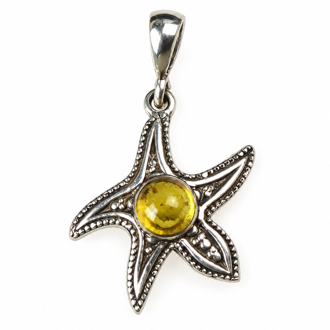 Artisan yellow green Dominican amber sterling silver pendant 4.1g