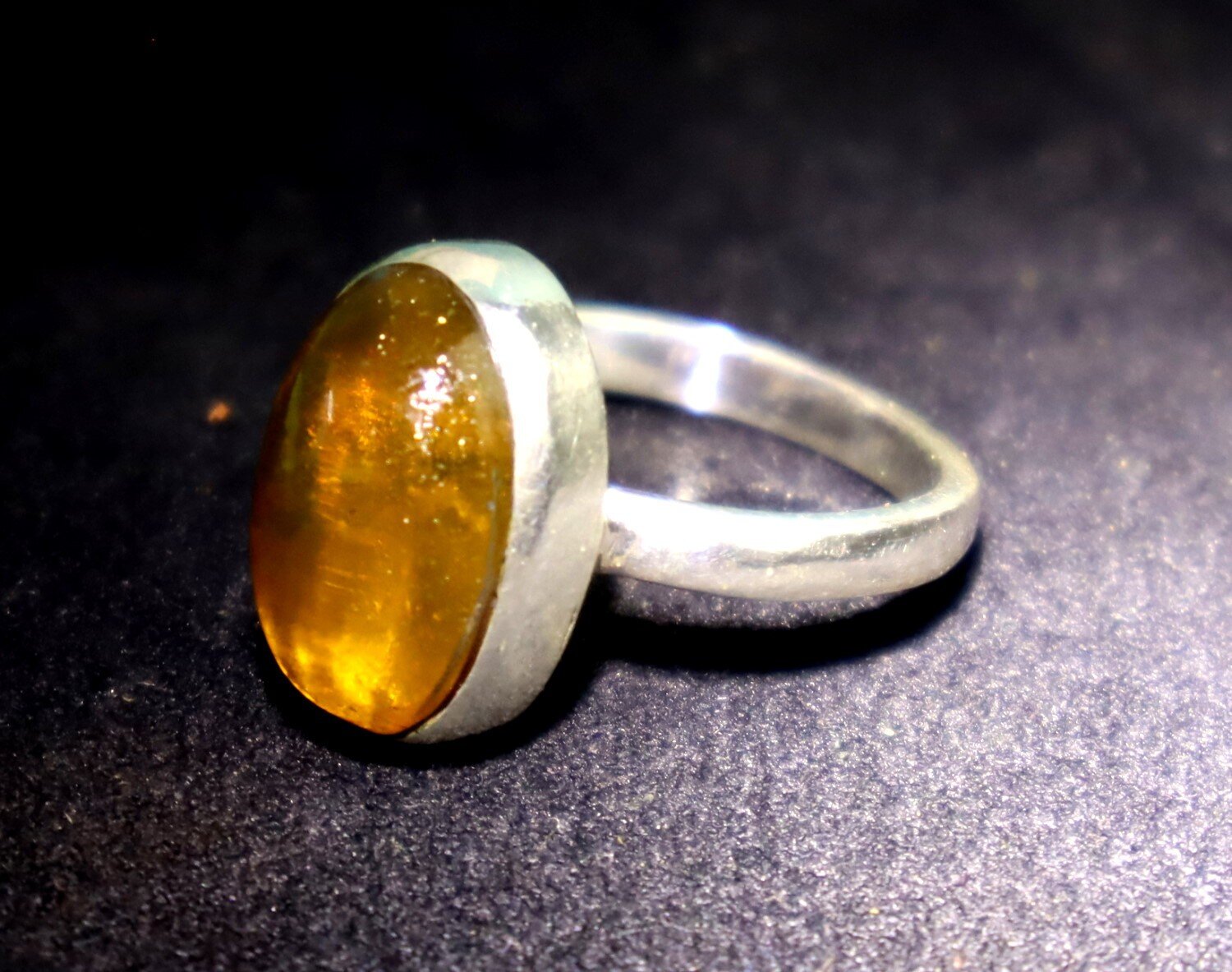 Exquisite Natural Clear Deep Yellow Amber .925 Sterling Silver Ring #5.5 – photo 8