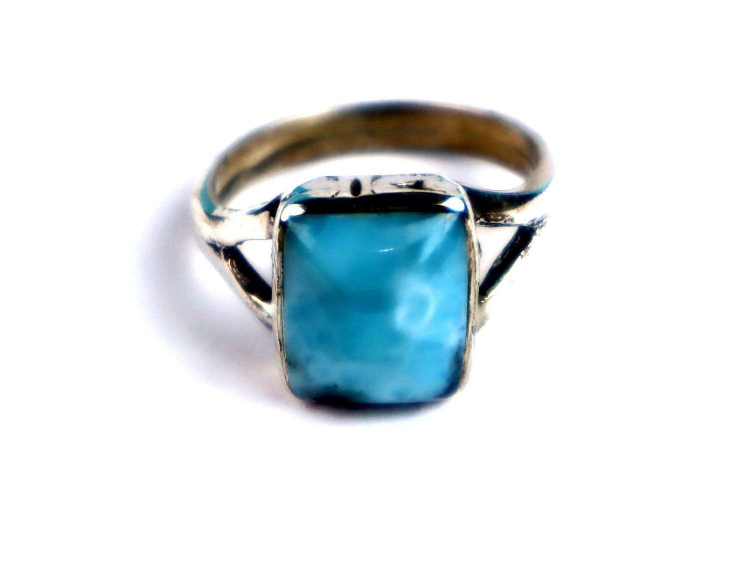 Beautiful Natural Light Blue Larimar .925 Sterling Silver Ring #7 free resizing – photo 4