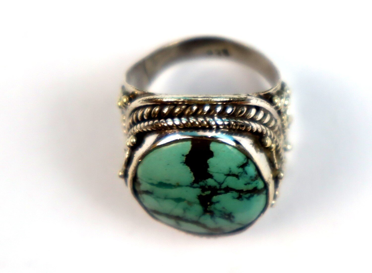 Outstanding Natural Light Green Turquoise .925 Sterling Silver Ring #7.5 – photo 7