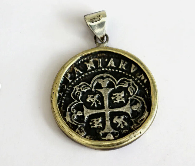 BIGGEST 2" Urca de Lima SPAIN COLONIAL COIN solid STERLING SILVER Pendant 46mm – photo 2