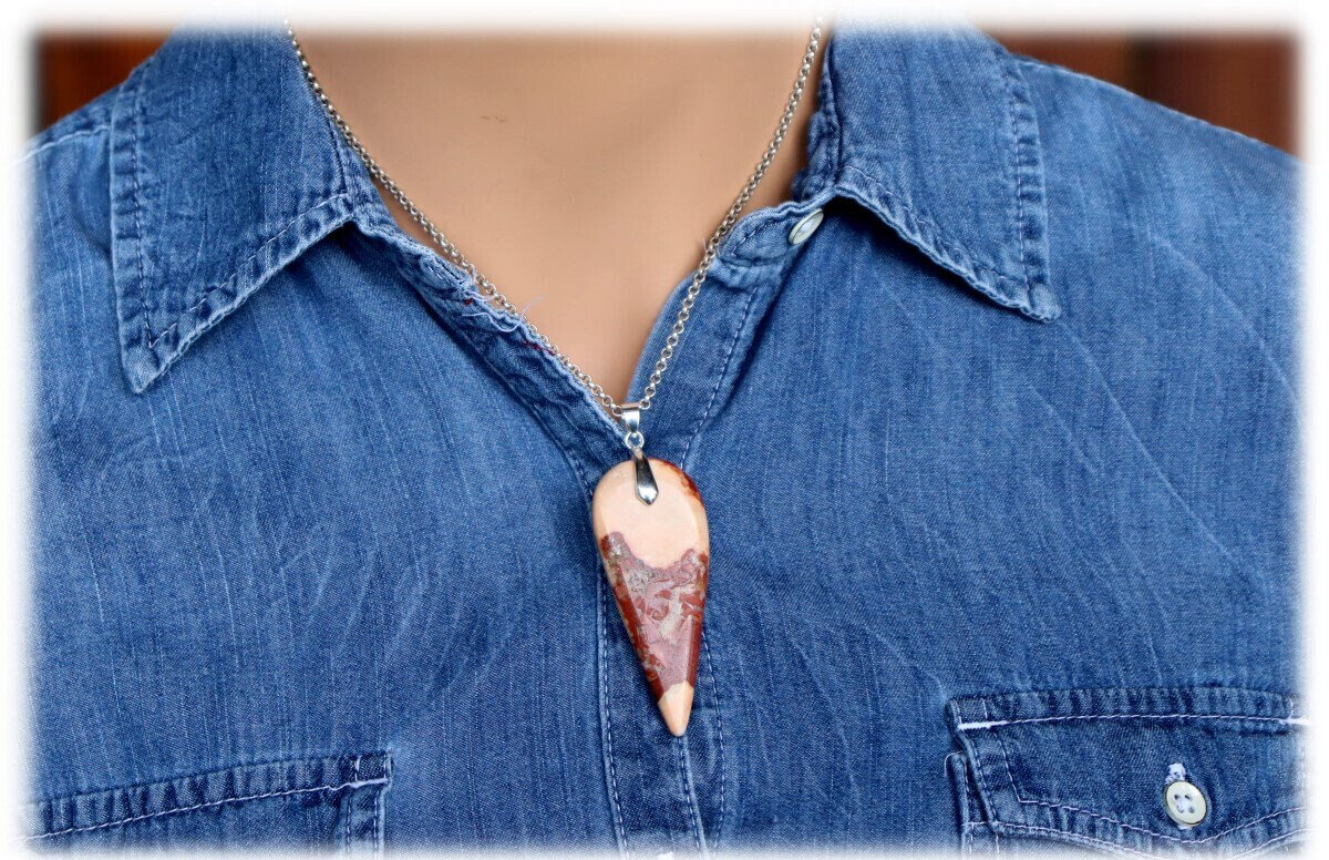3 Inch Natural Pink Red Jasper Pendant 72mm 17.5grams free cord – photo 4