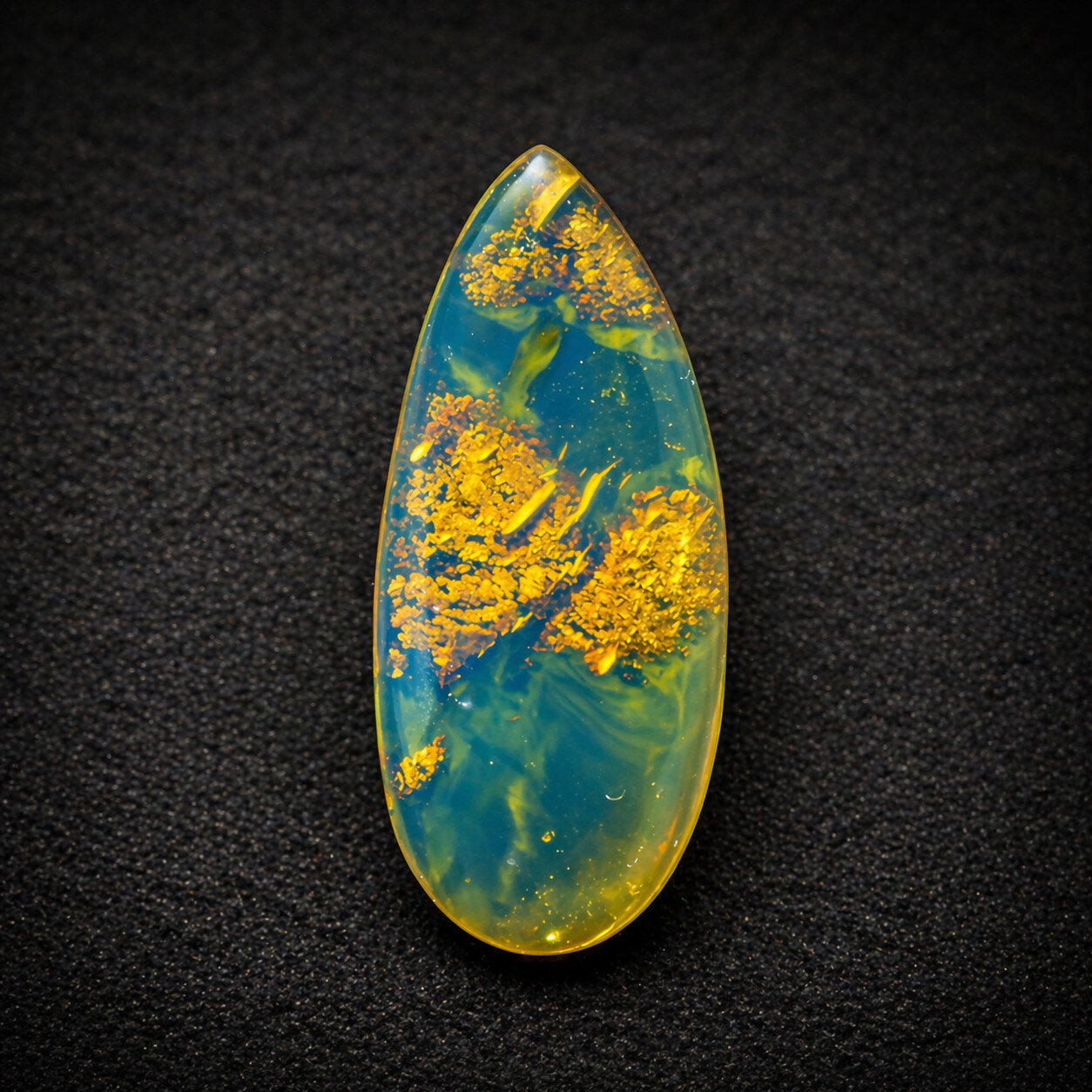 Impressive Natural Dominican Clear Deep Blue Amber Polished Stone 29mm