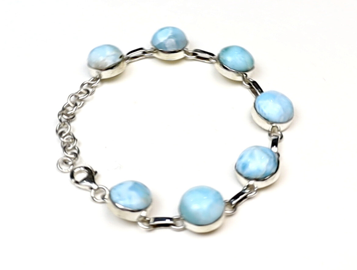 Finest Natural Light Blue Larimar .925 Sterling Silver Bracelet 6 1/4inch – photo 3