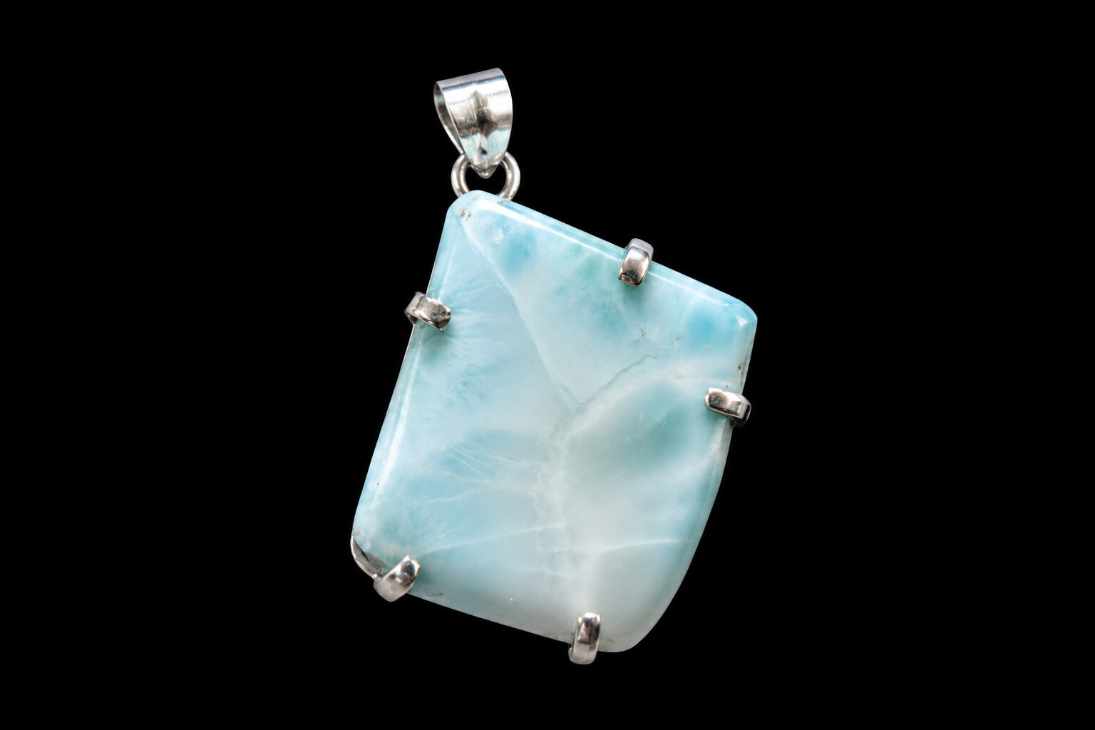 Genuine 15.7g heavy Light Blue Larimar 925 Sterling Silver Slab Pendant 44mm – photo 8