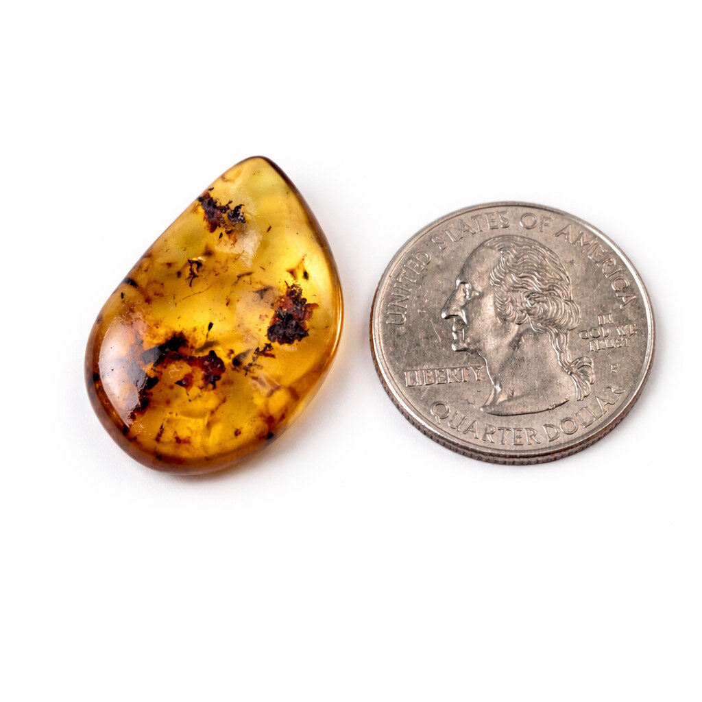 Charming Design Natural Dominican Clear Orange Green Amber Polished Stone 28mm – photo 2