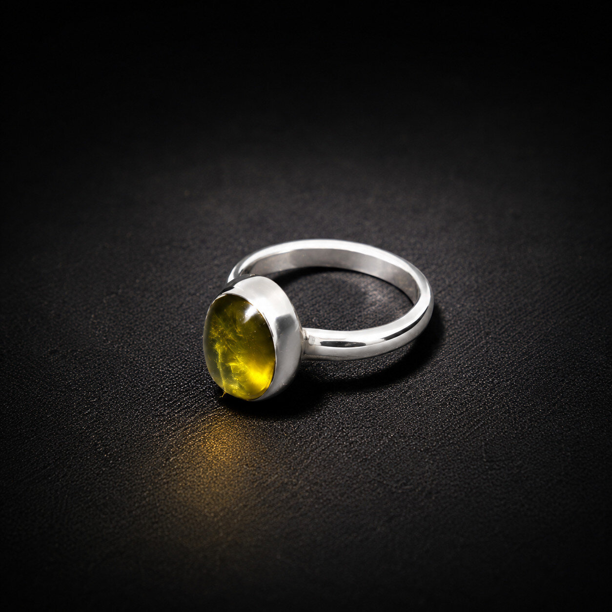 Fine Rare Yellow Amber 925 Sterling Silver Oval Ring US#6 free resize – photo 4