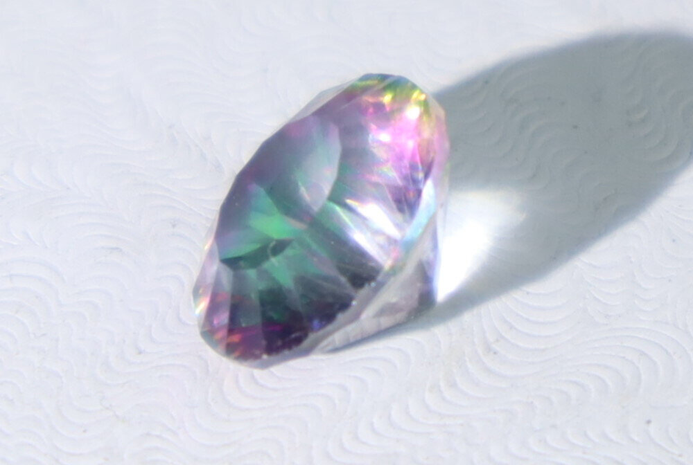 Impressive Faceted Clear Mystic Rainbow Topaz Round Stone 12mm 6CT – photo 6
