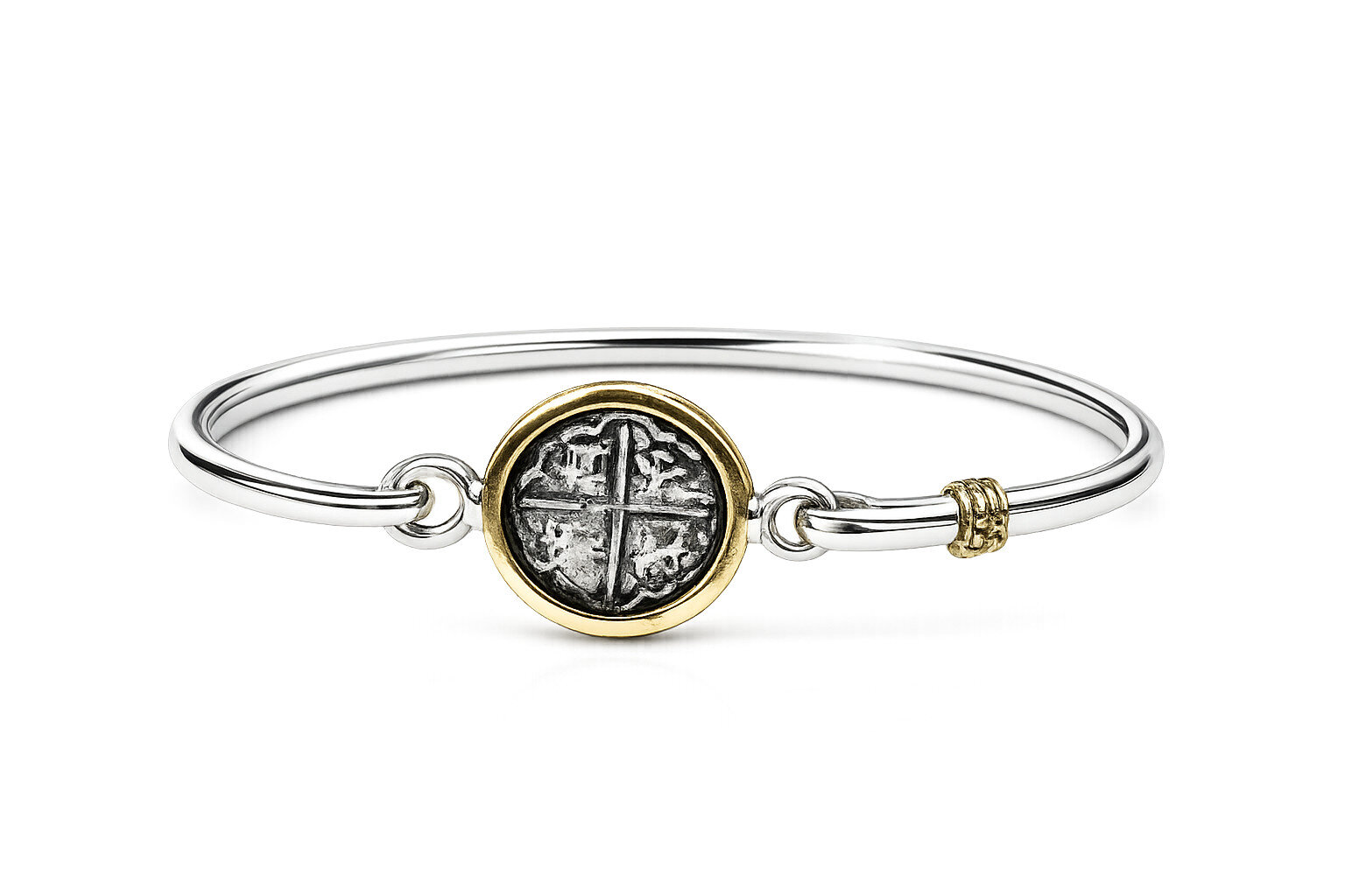 SPAIN COLONIAL PIRATE COIN .925 solid Sterling Silver BRACELET Bangle 7inch – photo 2