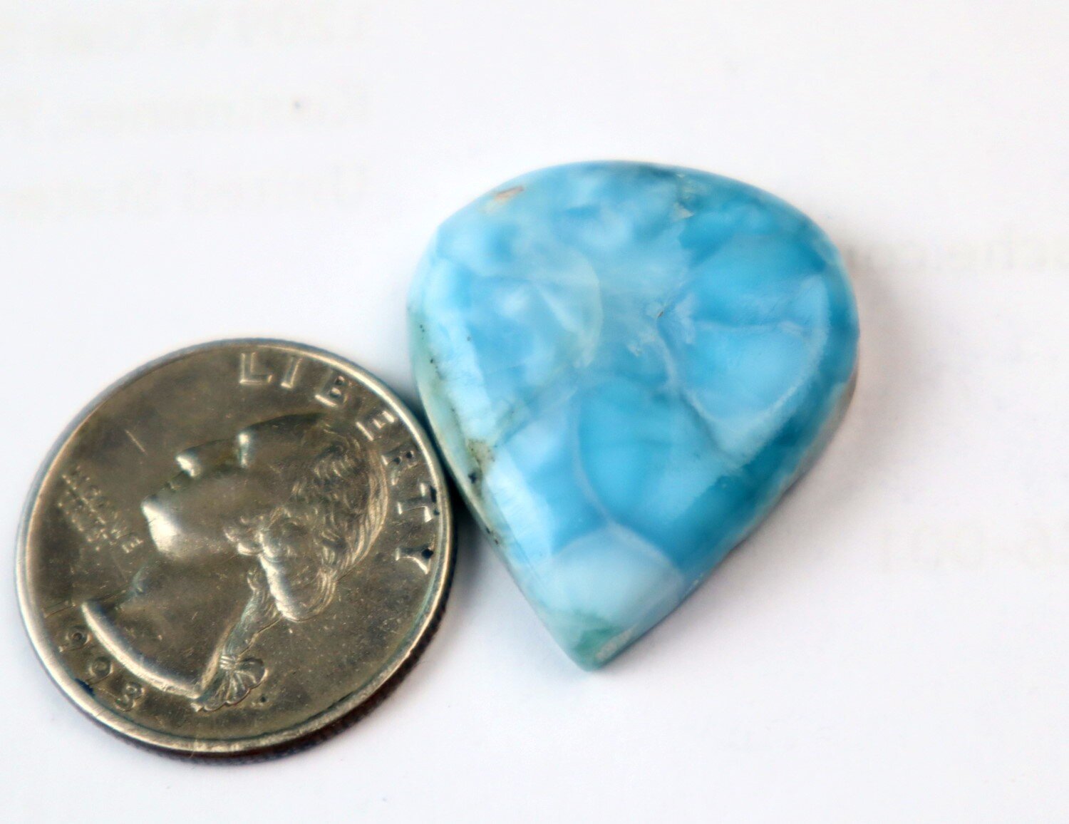 Outstanding Dominican Natural Deep Blue Larimar Teardrop Cabochon 29mm – photo 3