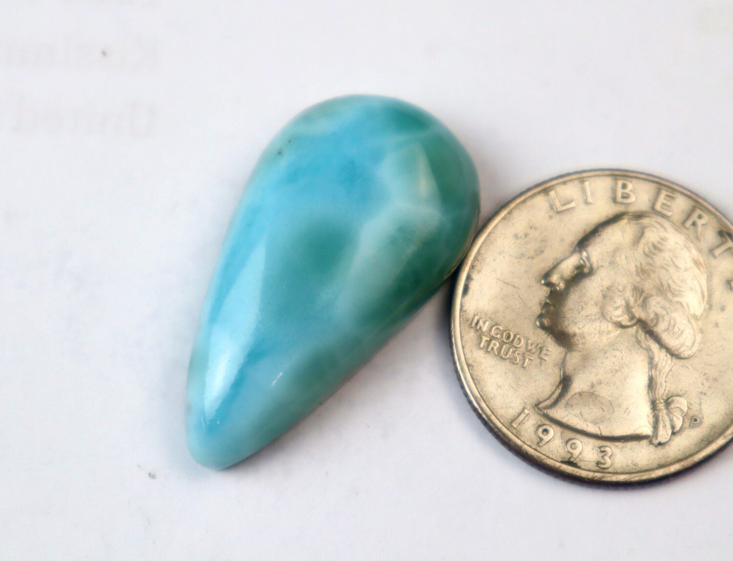 Impressive Natural Sky Blue Larimar Teardrop Cabochon 31mm – photo 5