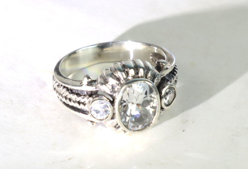 Impressive Clear Faceted Cubic Zirconia .925 Sterling Silver Ring #8 – photo 6