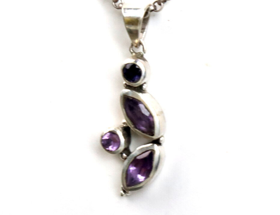 Natural Amethyst Pendant 925 Sterling Silver 42mm Clear Deep Purple – photo 4