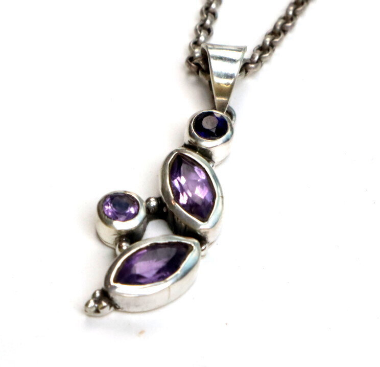 Natural Amethyst Pendant 925 Sterling Silver 42mm Clear Deep Purple – photo 10