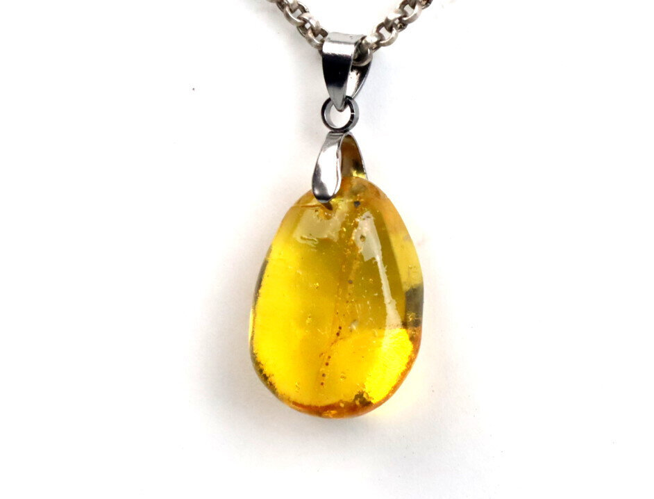 Exquisite Genuine Natural Crystal Clear Yellow Amber Pendant 37mm – photo 4