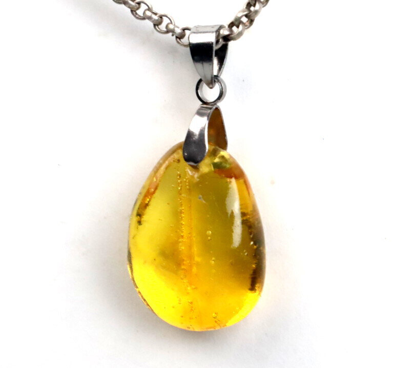 Exquisite Genuine Natural Crystal Clear Yellow Amber Pendant 37mm – photo 5