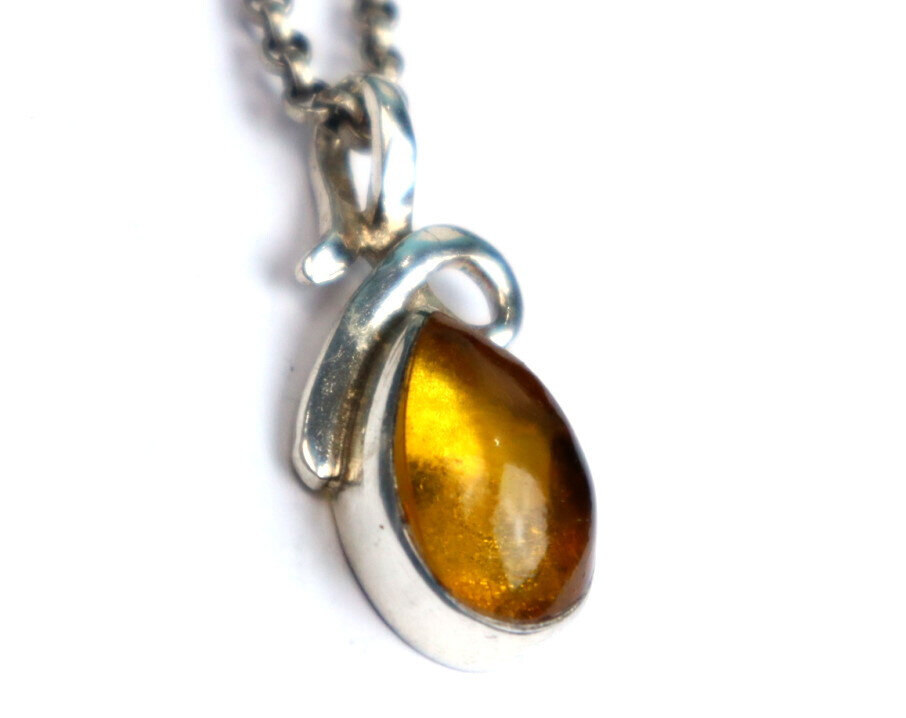 Natural Dominican Yellow Amber Pendant 925 Sterling Silver 30mm Clear Orange – photo 5