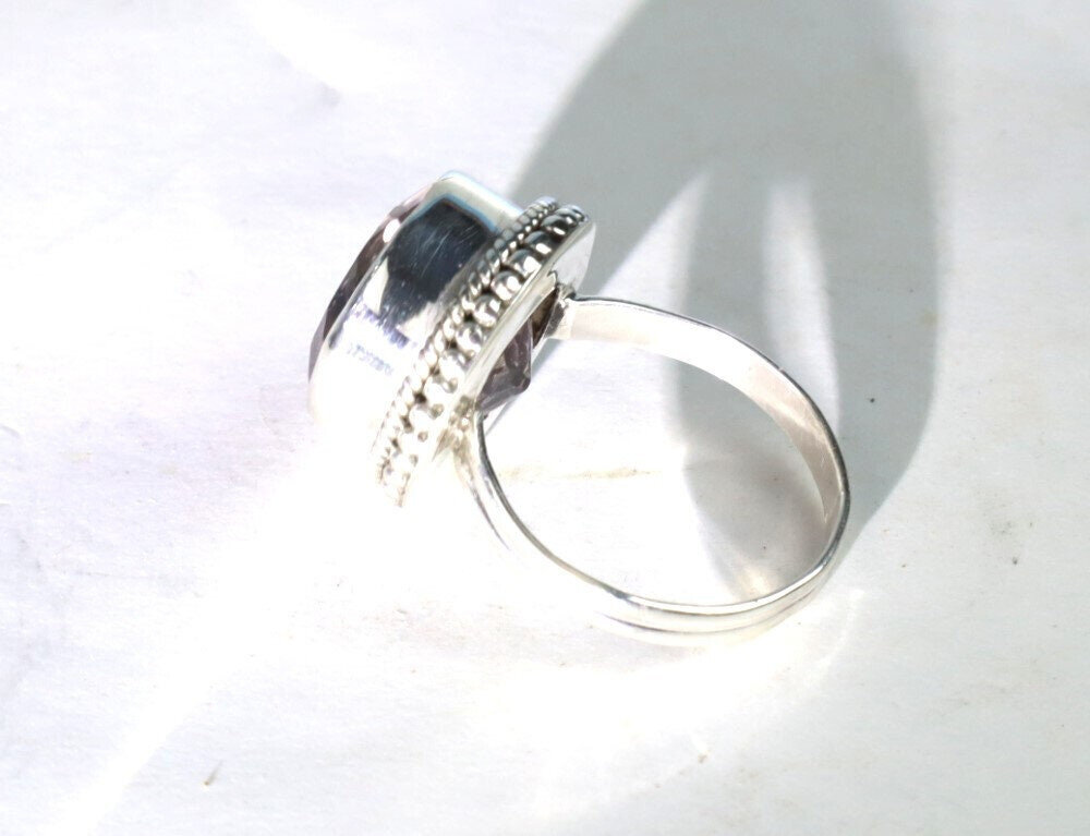 Impressive Natural Clear Light Pink Amethyst .925 Sterling Silver Ring #8.5 – photo 4