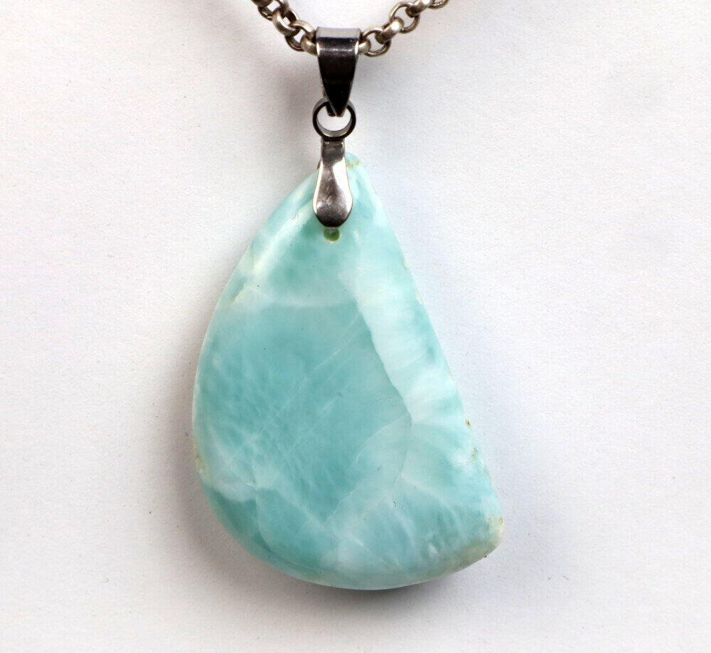 Charming Design Natural Light Blue Larimar Pendant 46mm – photo 4