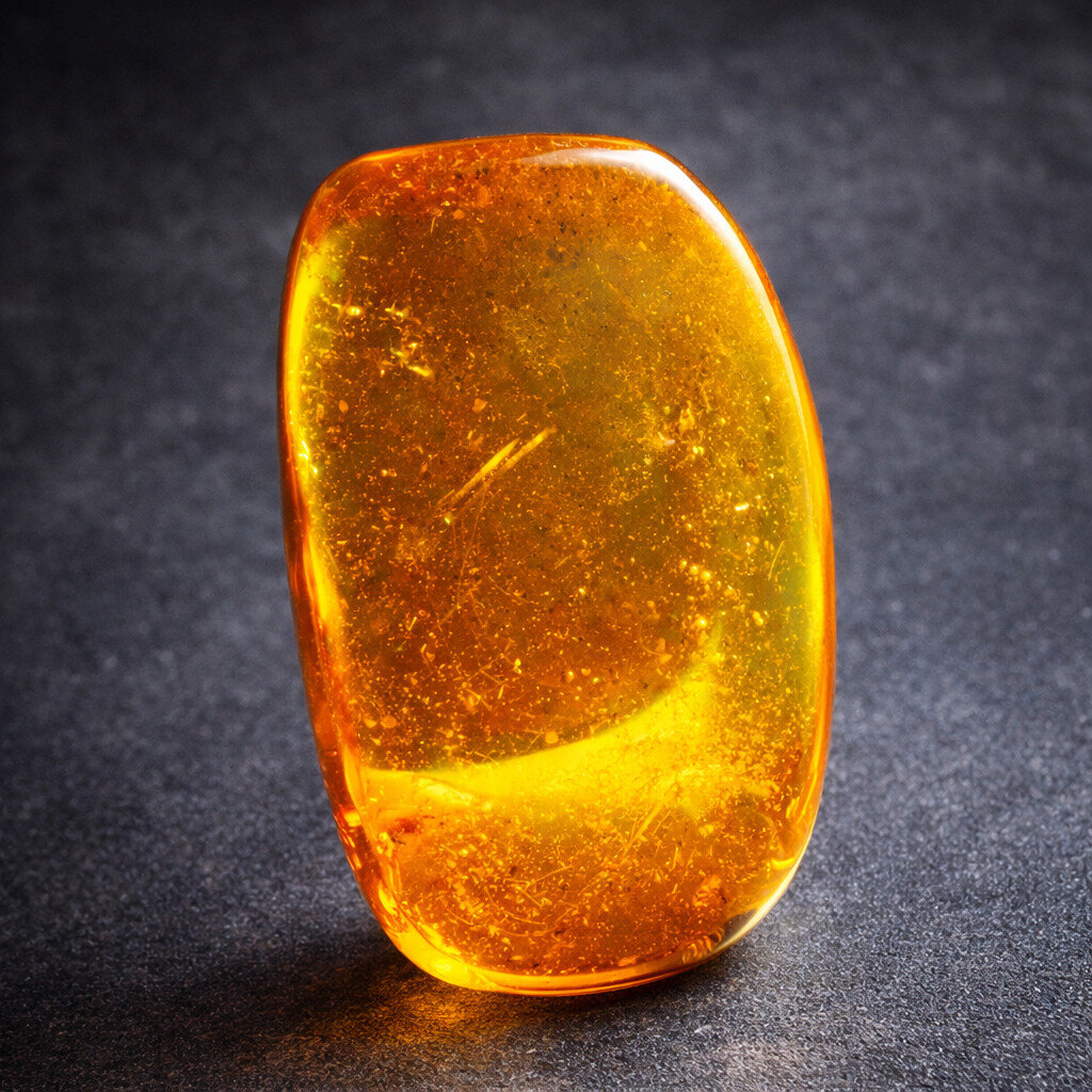 Beautiful Natural Dominican Orange Yellow Amber Polished Stone 25mm