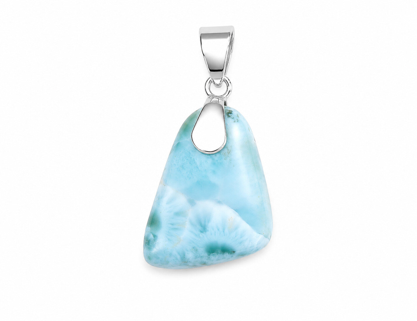 Finest Natural Sky Blue Larimar .925 Sterling Silver Pendant 49mm – photo 4