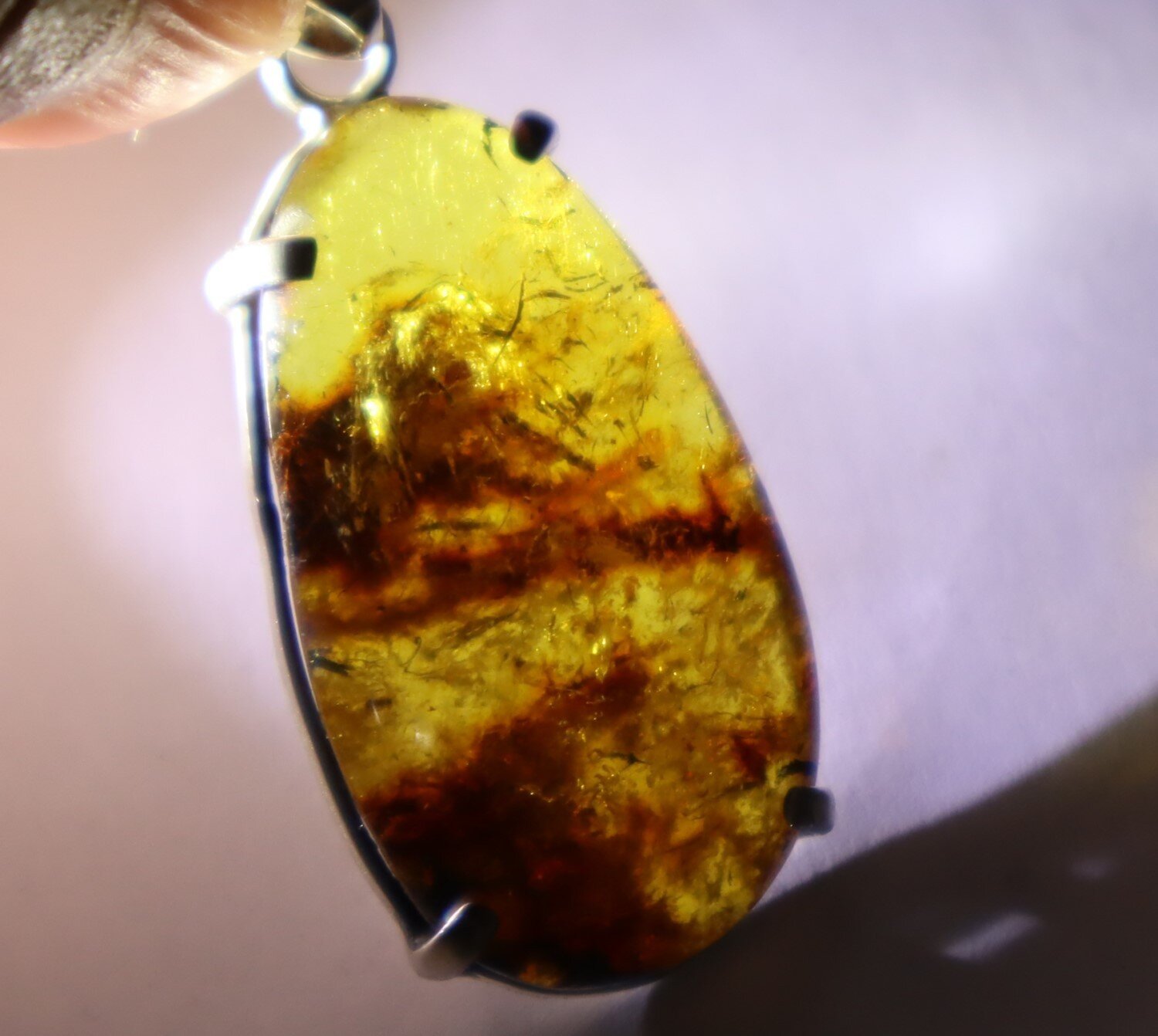 Beautiful Natural Transl. Yellow Green Amber .925 Sterling Silver Pendant 45mm – photo 7