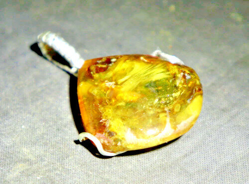 Handcrafted wired Natural Translucent Amber .925 Sterling Silver Pendant 40mm – photo 6