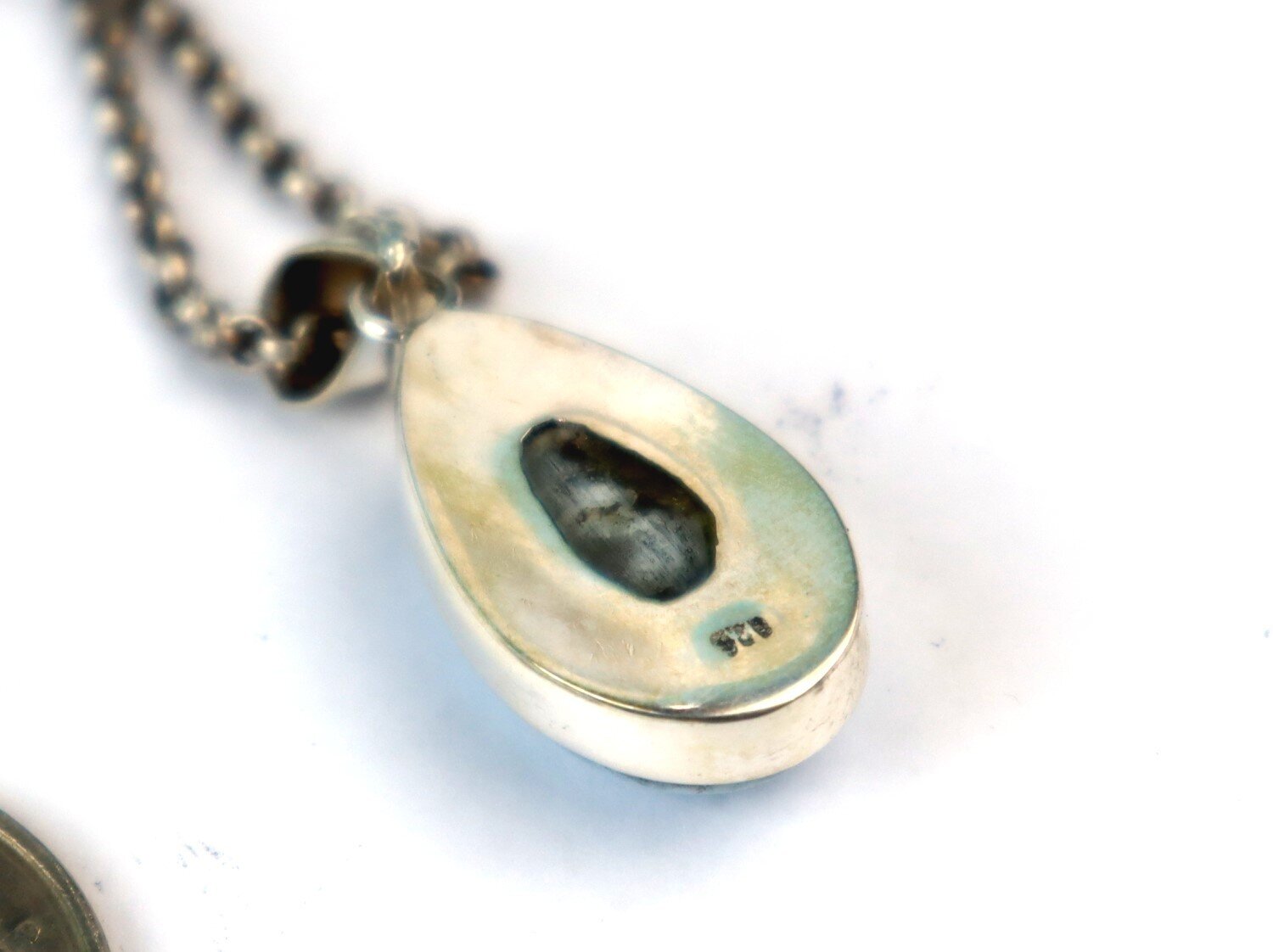Beautiful Natural Light Blue Larimar .925 Sterling Silver Pendant 35mm – photo 4