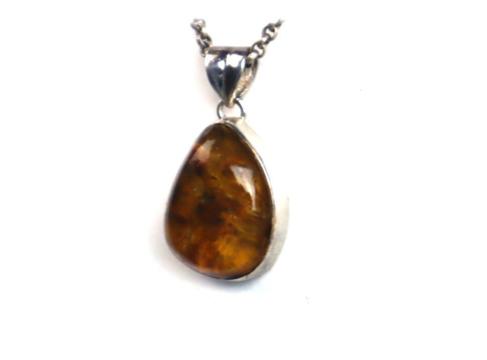 Finest Natural Translucent Sky Blue Amber .925 Sterling Silver Pendant 35mm – photo 8