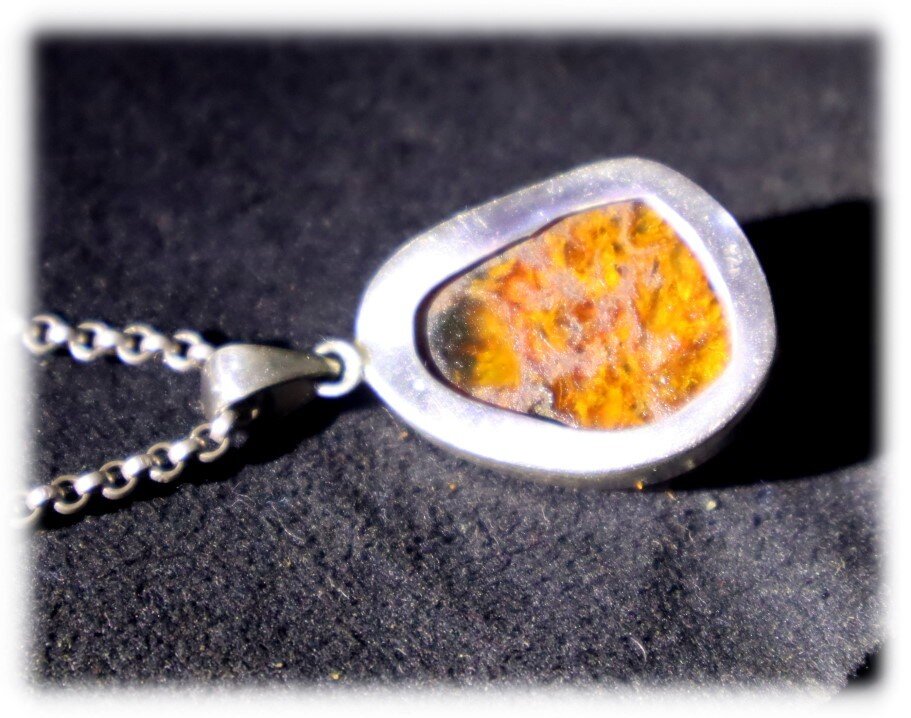 Charming Natural Translucent Brown Orange Amber 925 Sterling Silver Pendant 36mm – photo 9