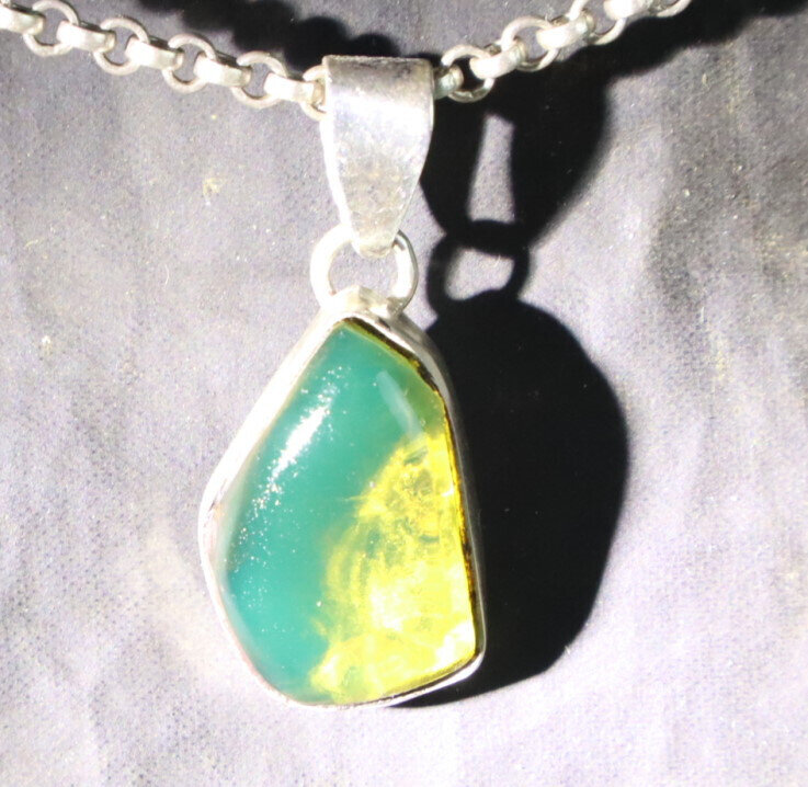 Finest Natural Clear Ocean Green Amber .925 Sterling Silver Pendant 29mm – photo 8