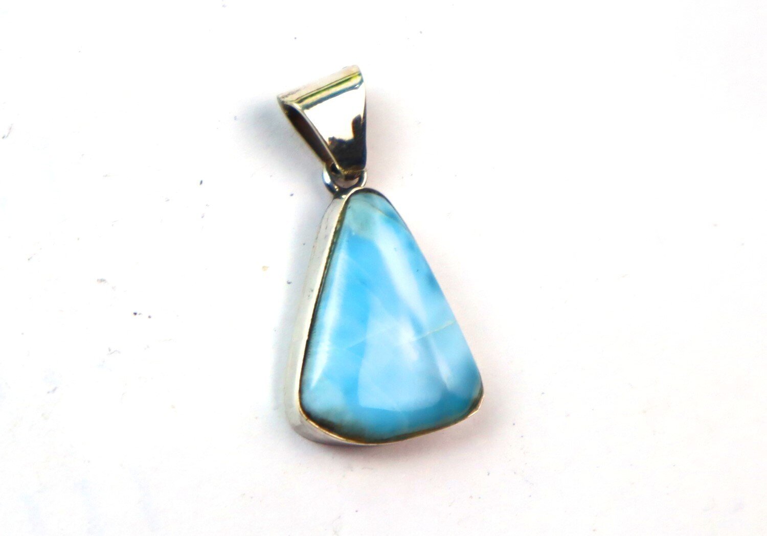 Beautiful Natural Sky Blue Larimar solid .925 Sterling Silver Pendant 33mm – photo 4