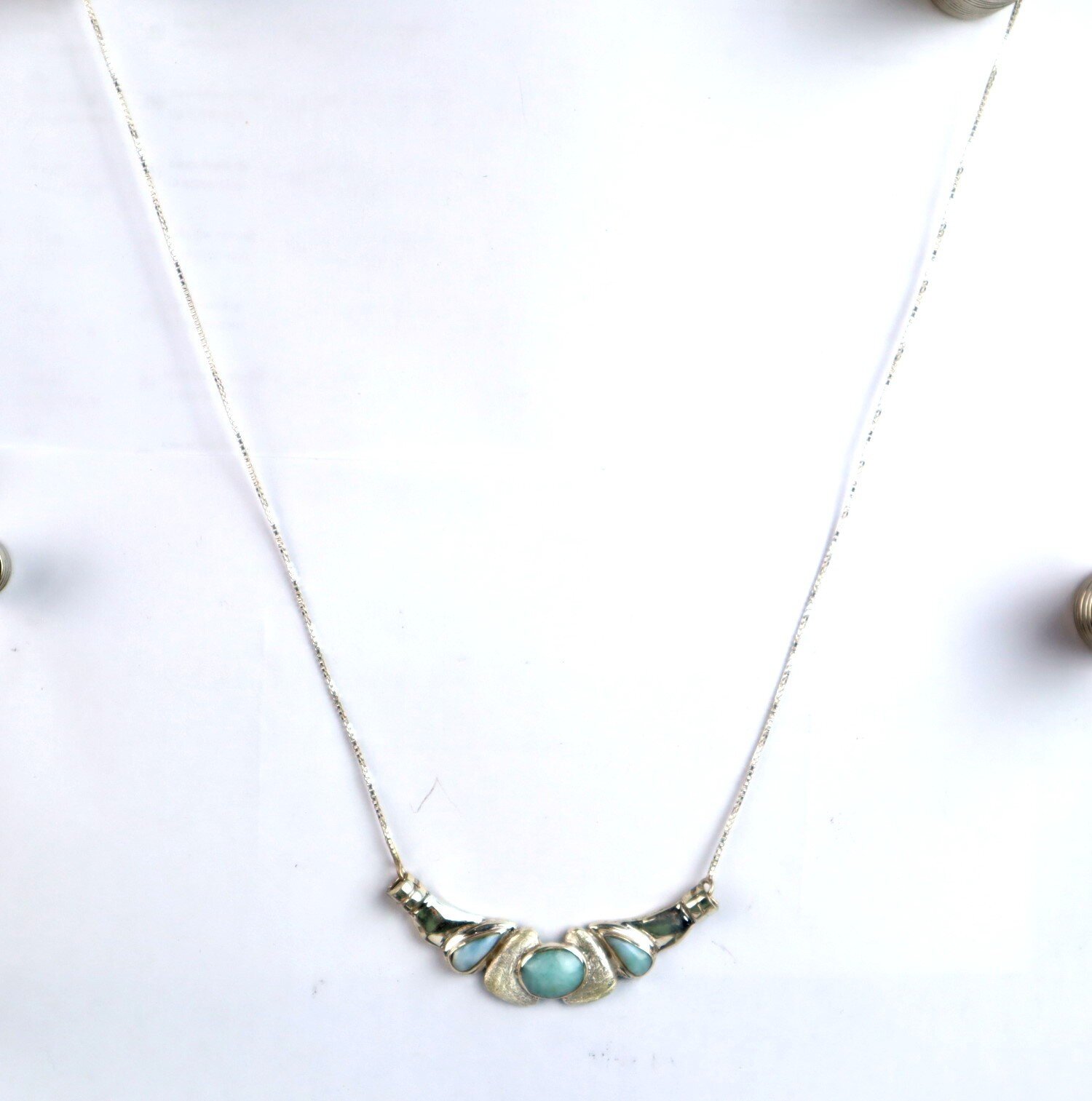 Excellent Natural Light Blue Larimar .925 Sterling Silver Necklace 20inch – photo 7