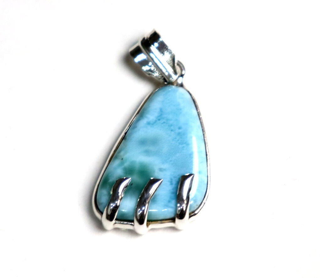 Charming Design Natural Ocean Blue Larimar .925 Sterling Silver Pendant 48mm – photo 6