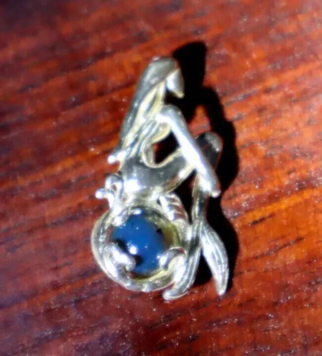Natural Clear Volcanic Blue Amber .925 Sterling Silver Mermaid Nixe Pendant – photo 10