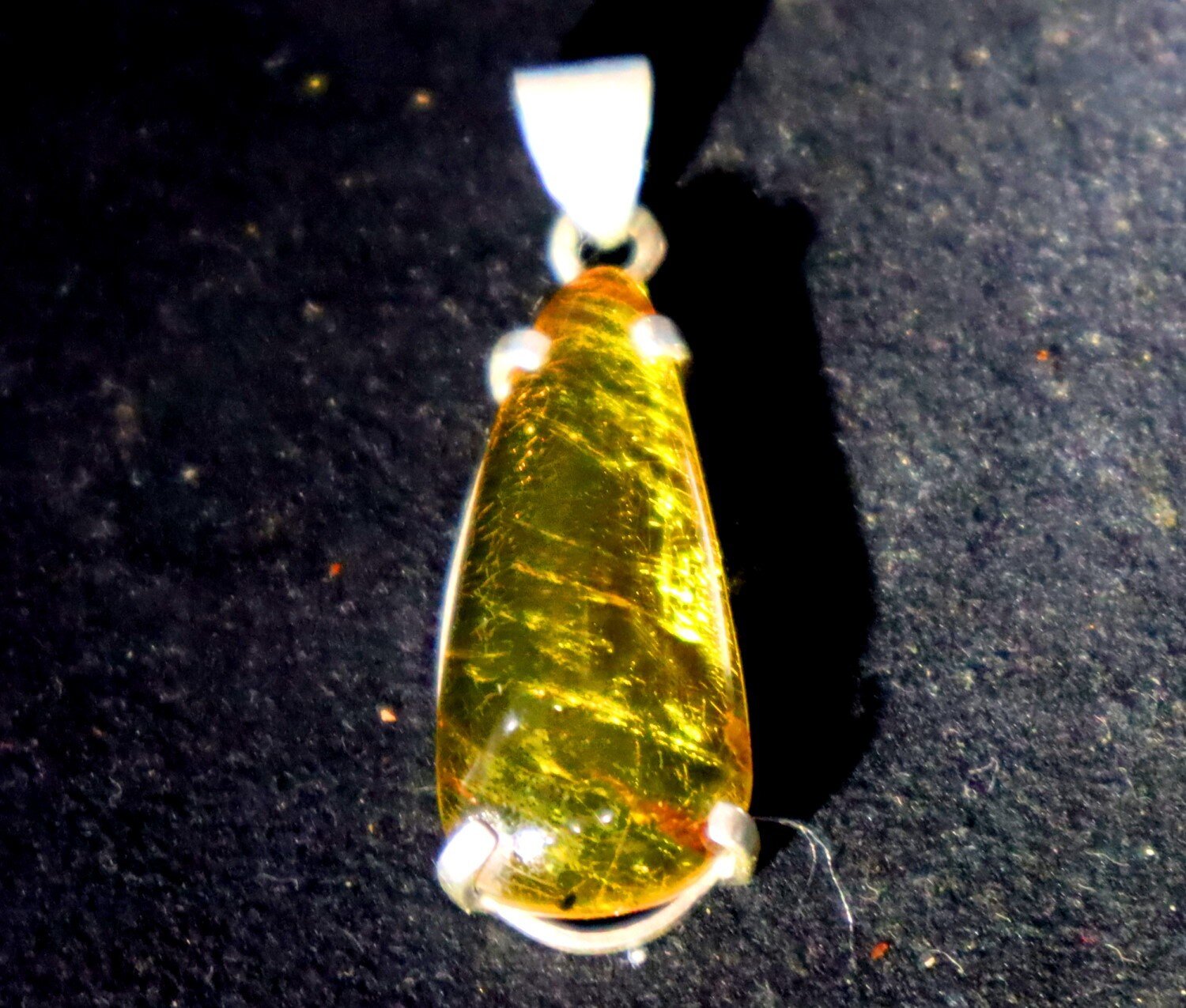 Lovely Natural Translucent Yellow Green Amber .925 Sterling Silver Pendant 42mm – photo 6